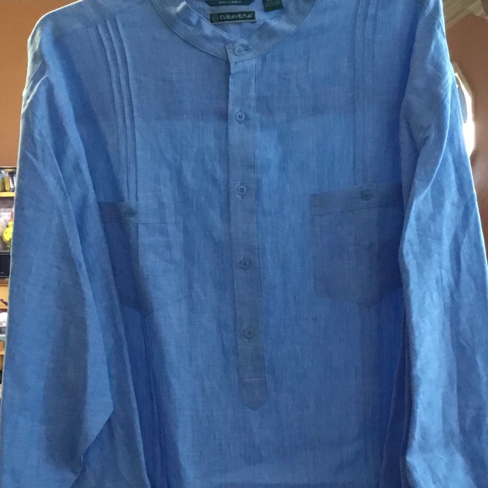 CubaVera blue Big and Tall Linen Shirt